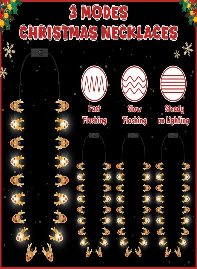 Traplace 4PCS Light Up Christmas Necklaces, Deer Bulb Christmas Light Necklace Accessories, 3 Flash Modes Xmas Light Deer Necklace Wearable Christmas Lights for Xmas Decorations Ugly Sweater Holiday Decor - Image 2